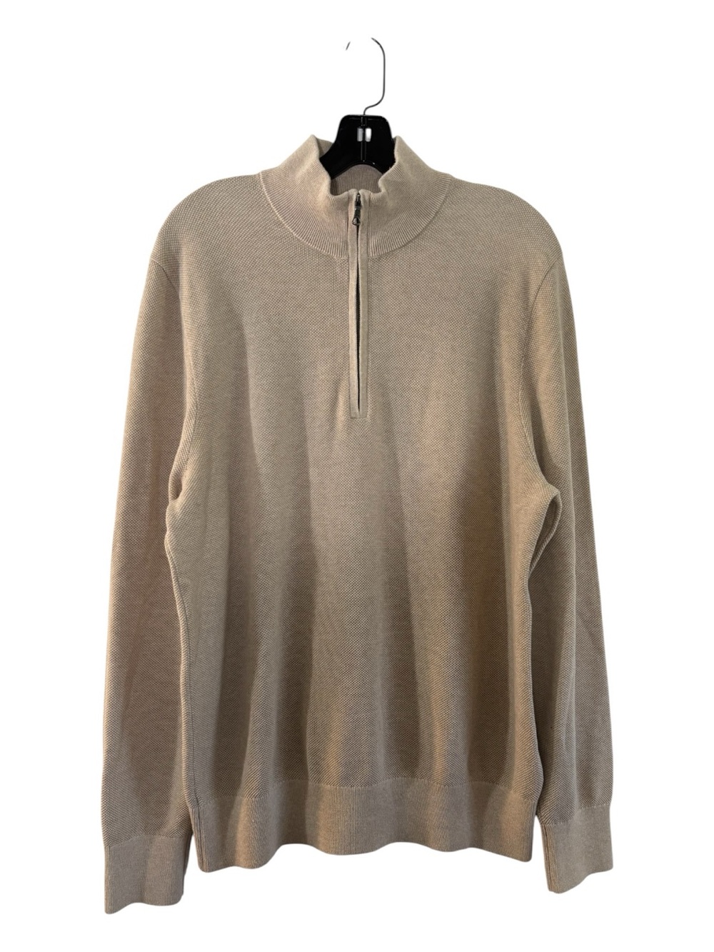 Brooks Brothers Zip-Neck Sweater Supima Cotton Half-Zip Beige Size Large
